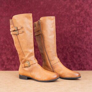 Naturalizer Women Jesse Brown Leather Wide Calf Riding Knee Tall Boots sz 12W